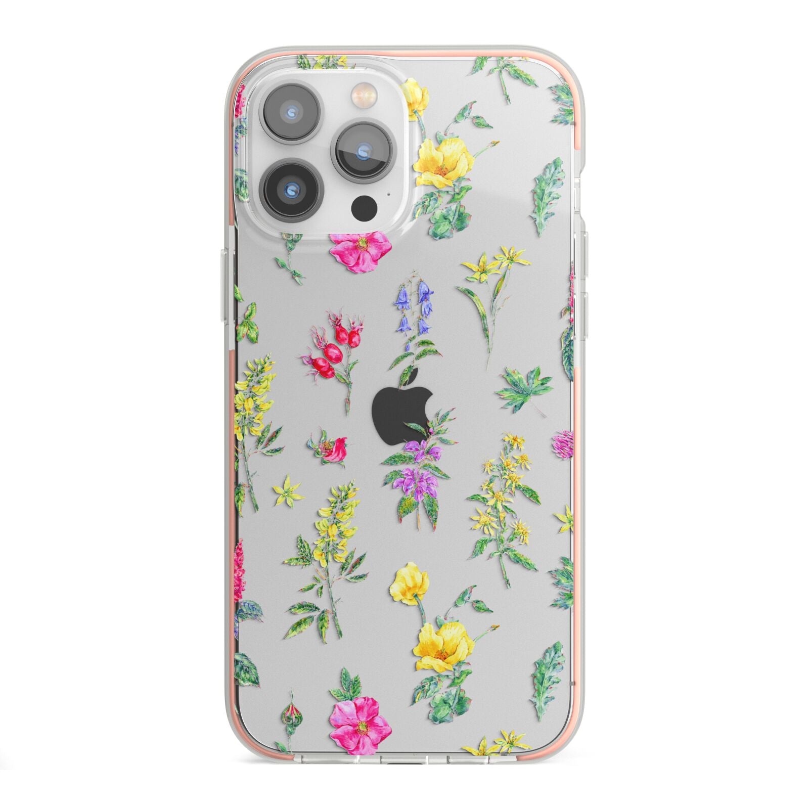 Sprigs Of Floral iPhone 13 Pro Max TPU Impact Case with Pink Edges