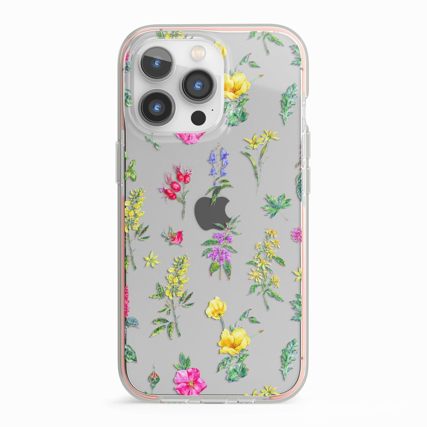 Sprigs Of Floral iPhone 13 Pro TPU Impact Case with Pink Edges