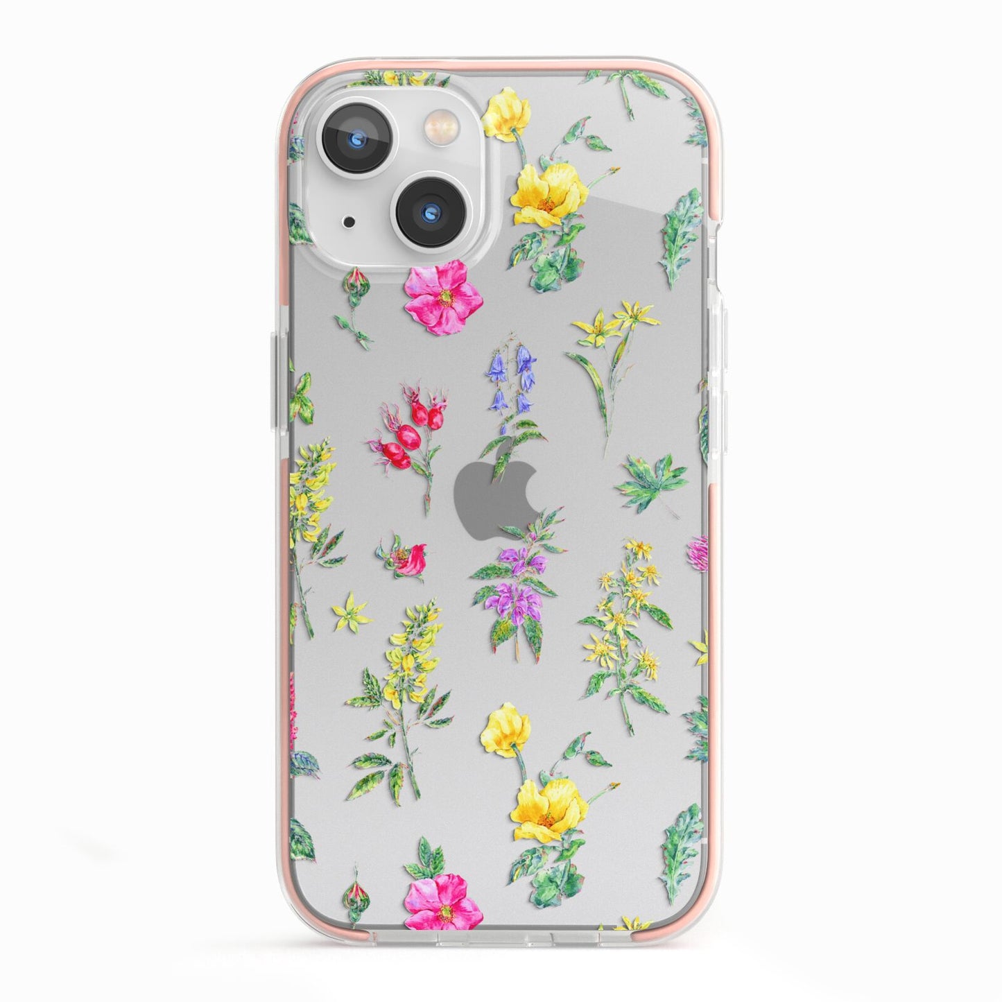 Sprigs Of Floral iPhone 13 TPU Impact Case with Pink Edges