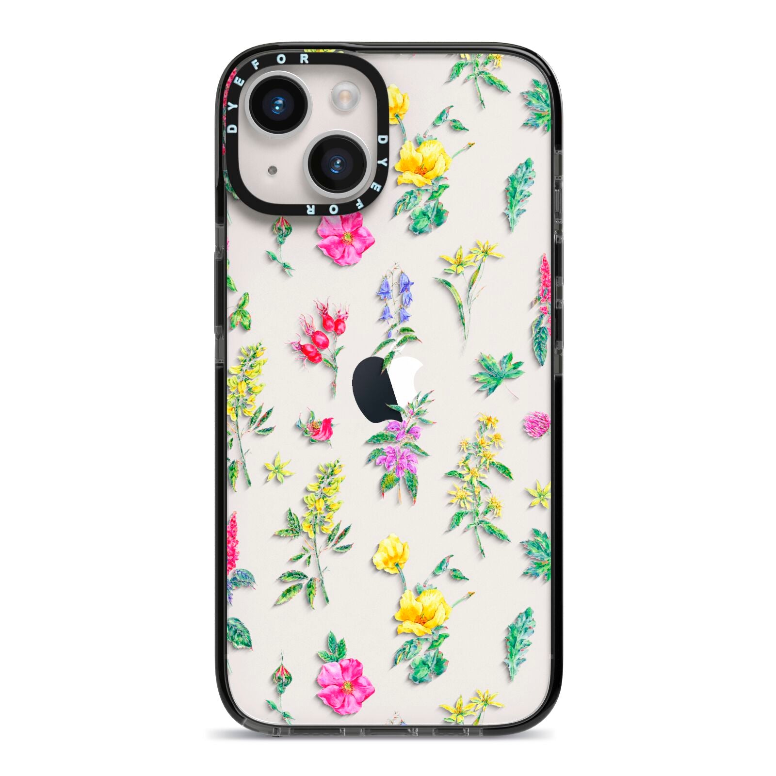 Sprigs Of Floral iPhone 14 Black Impact Case on Silver phone