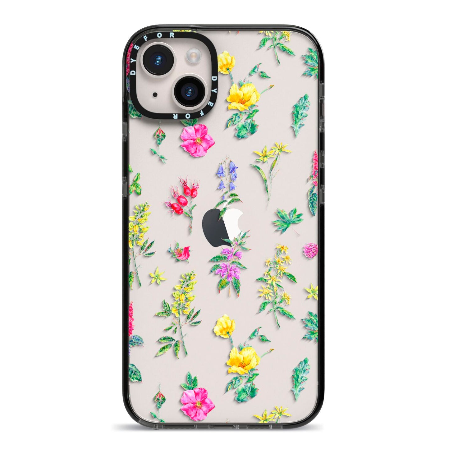 Sprigs Of Floral iPhone 14 Plus Black Impact Case on Silver phone
