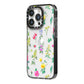 Sprigs Of Floral iPhone 14 Pro Black Impact Case Side Angle on Silver phone