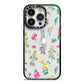 Sprigs Of Floral iPhone 14 Pro Black Impact Case on Silver phone