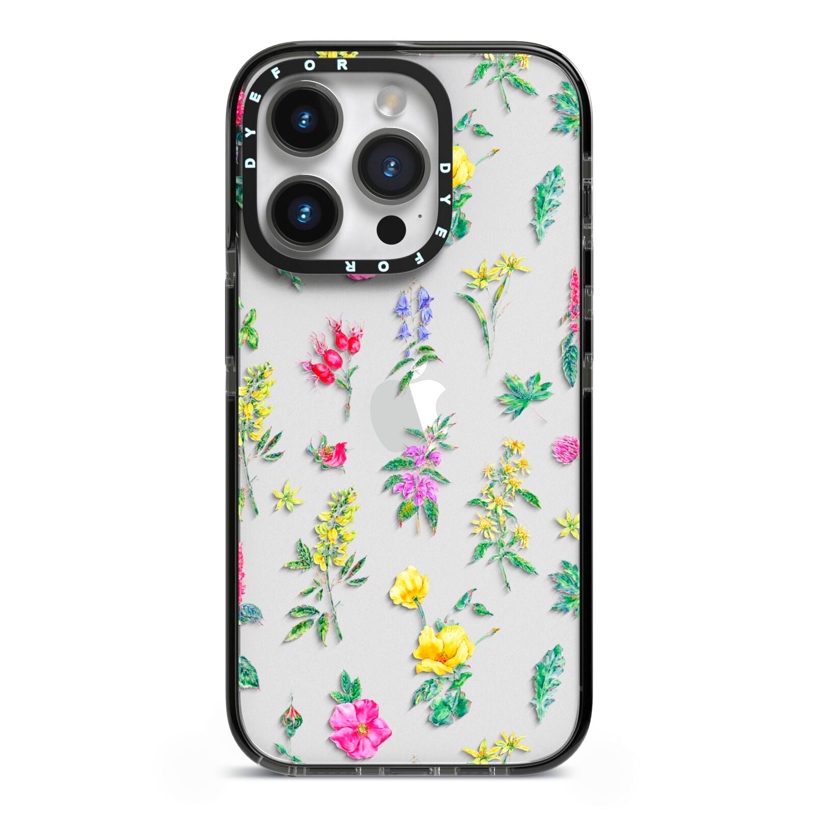 Sprigs Of Floral iPhone 14 Pro Black Impact Case on Silver phone
