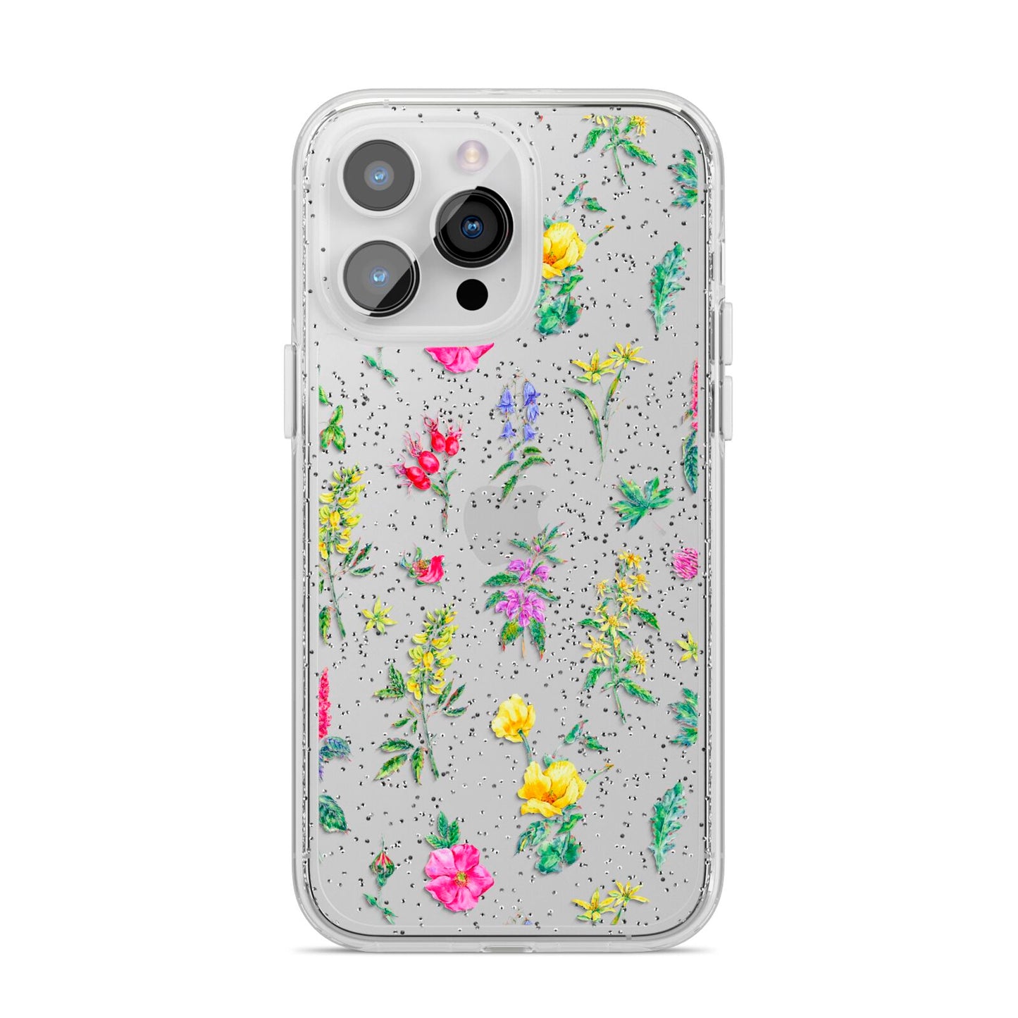 Sprigs Of Floral iPhone 14 Pro Max Glitter Tough Case Silver
