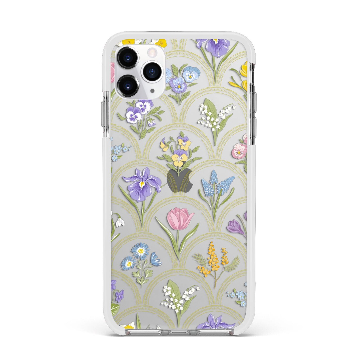 Spring Floral Pattern Apple iPhone 11 Pro Max in Silver with White Impact Case