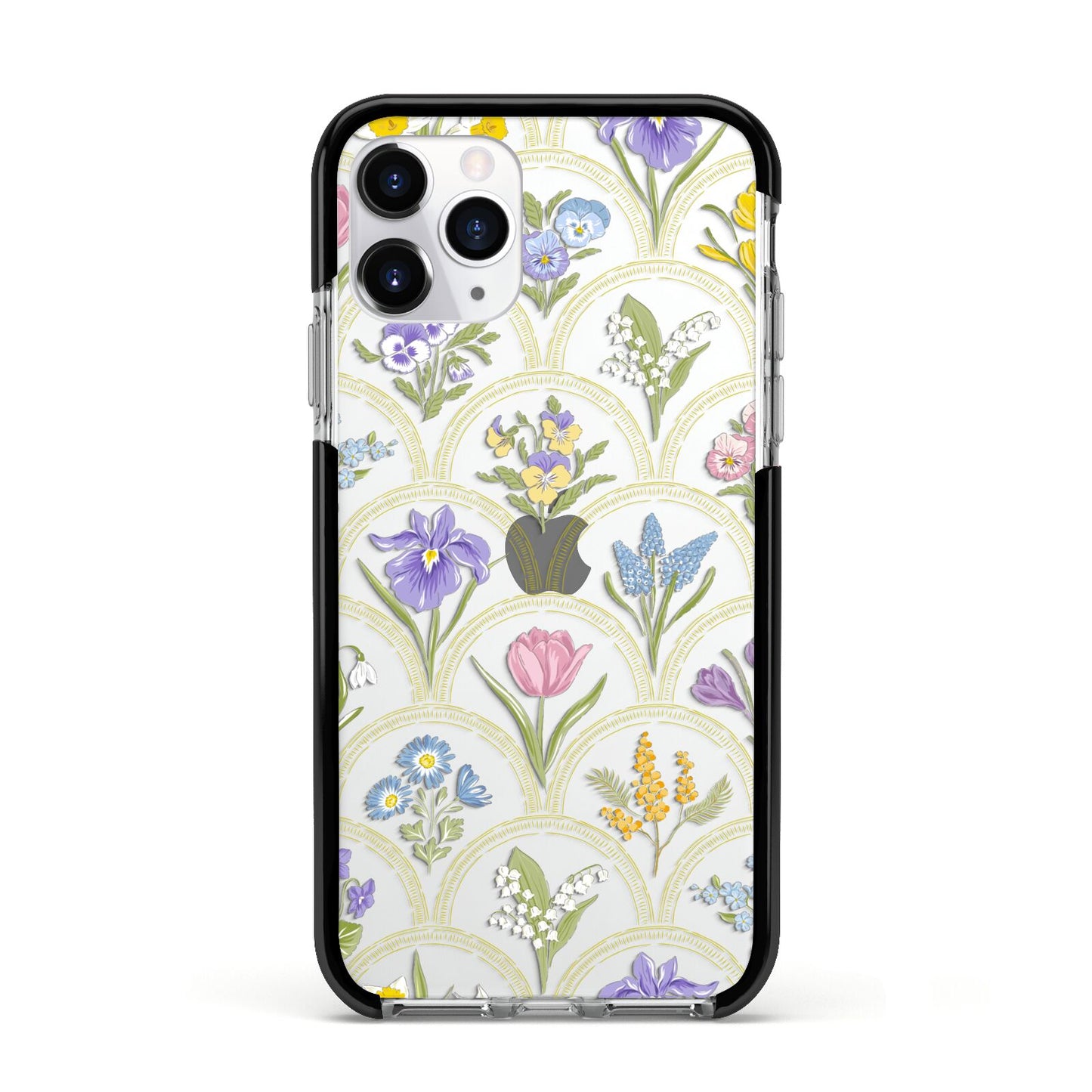 Spring Floral Pattern Apple iPhone 11 Pro in Silver with Black Impact Case