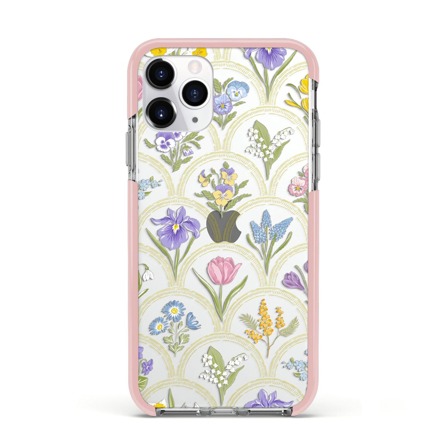 Spring Floral Pattern Apple iPhone 11 Pro in Silver with Pink Impact Case
