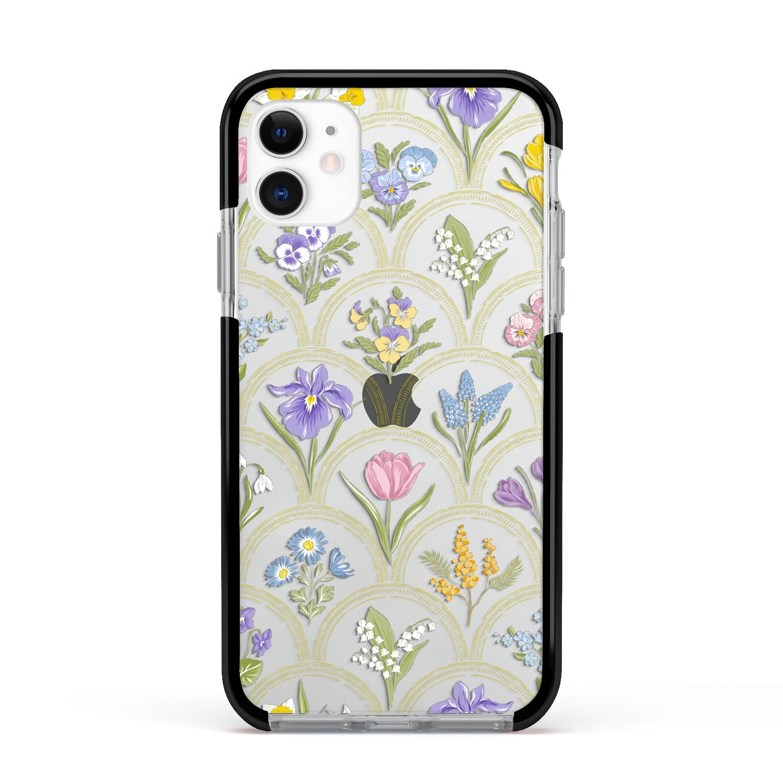 Spring Floral Pattern Apple iPhone 11 in White with Black Impact Case