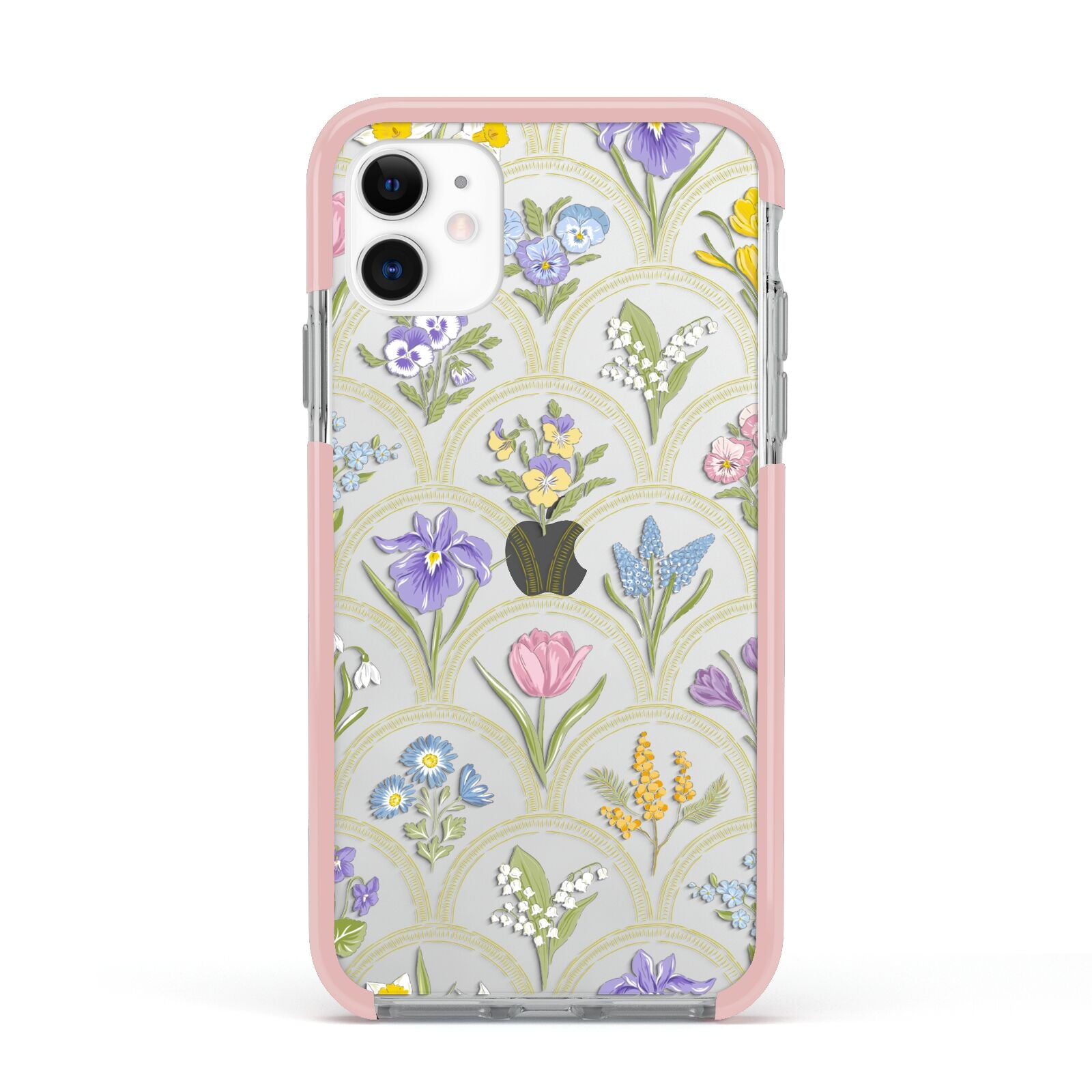 Spring Floral Pattern Apple iPhone 11 in White with Pink Impact Case