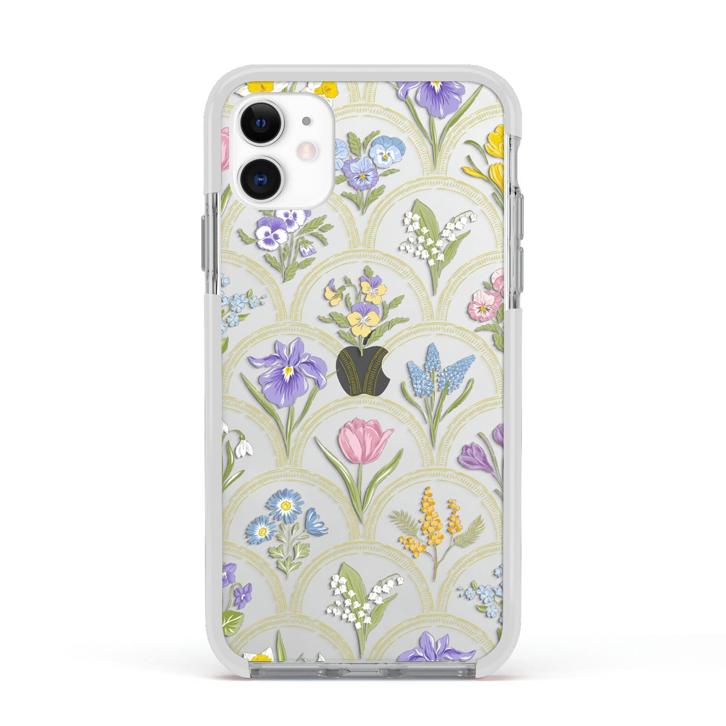 Spring Floral Pattern Apple iPhone 11 in White with White Impact Case