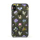 Spring Floral Pattern Apple iPhone Xs Impact Case Black Edge on Black Phone