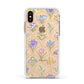 Spring Floral Pattern Apple iPhone Xs Impact Case White Edge on Gold Phone