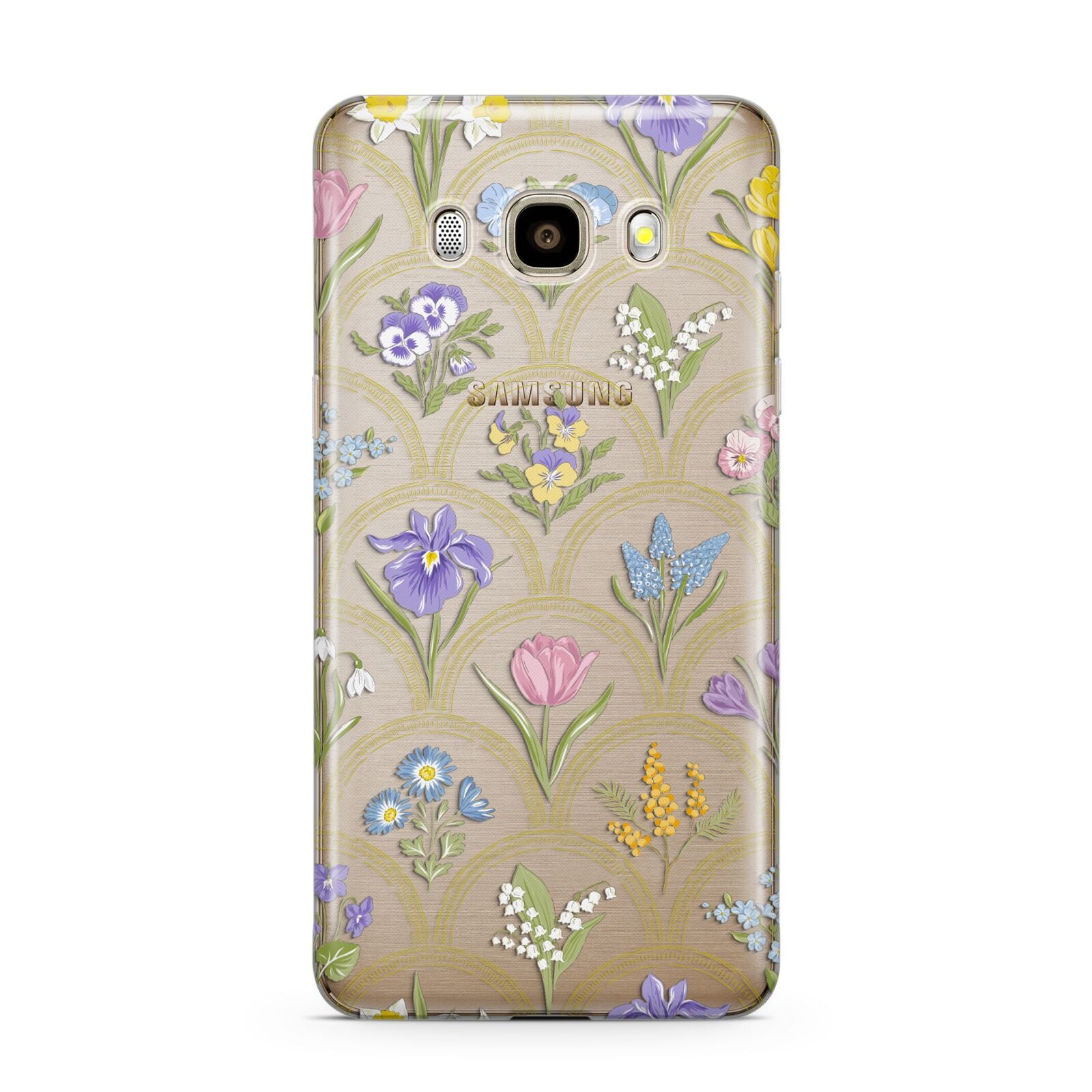 Spring Floral Pattern Samsung Galaxy J7 2016 Case on gold phone