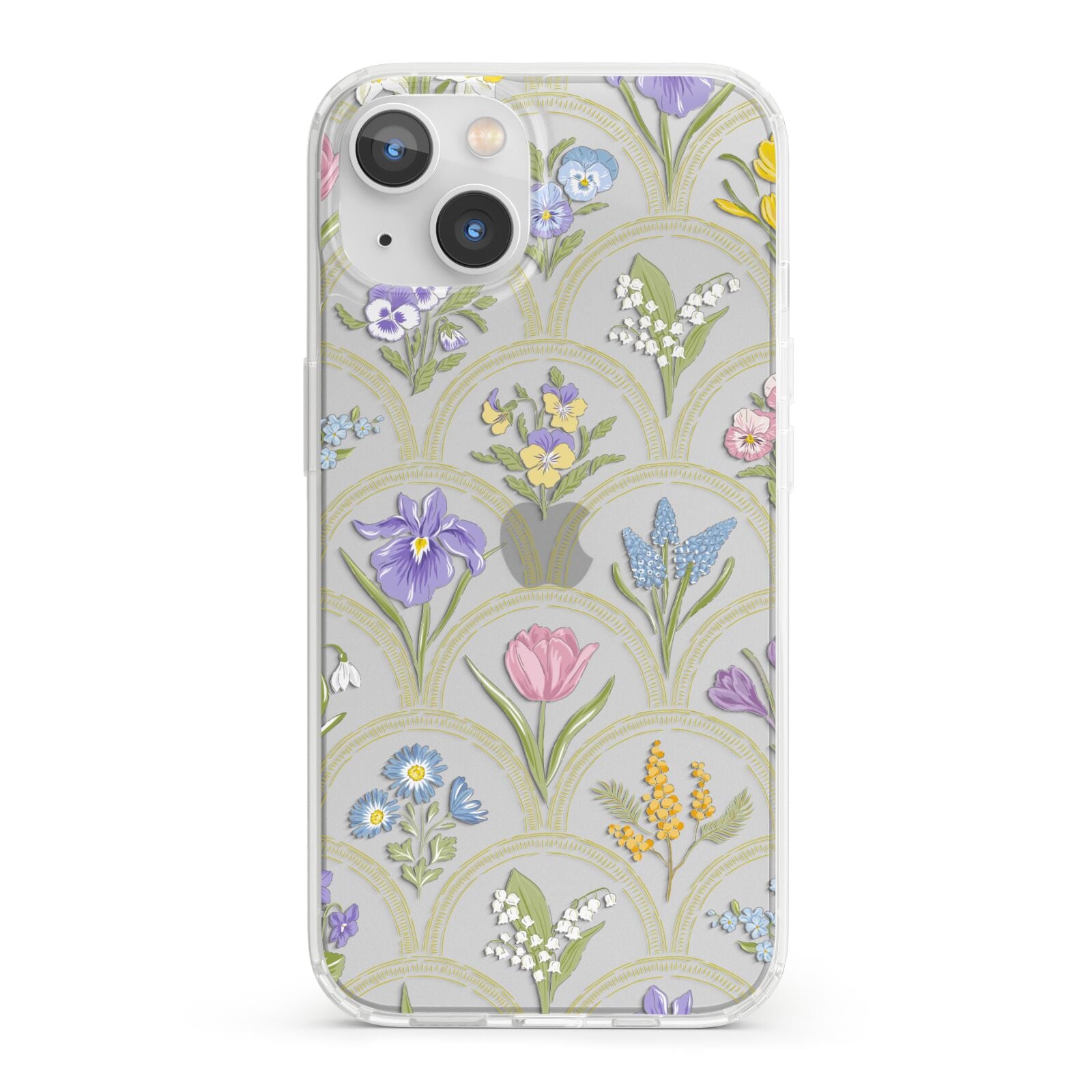 Spring Floral Pattern iPhone 13 Clear Bumper Case