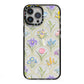 Spring Floral Pattern iPhone 13 Pro Max Black Impact Case on Silver phone