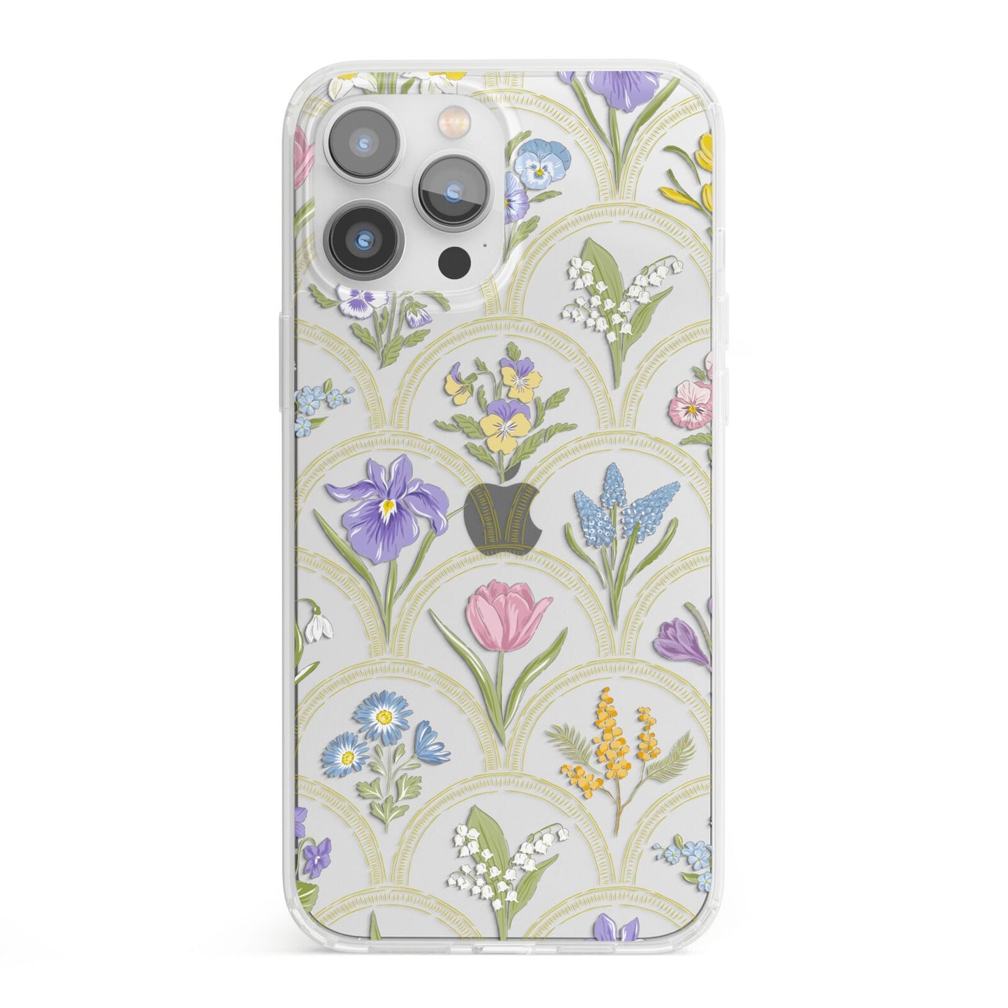 Spring Floral Pattern iPhone 13 Pro Max Clear Bumper Case