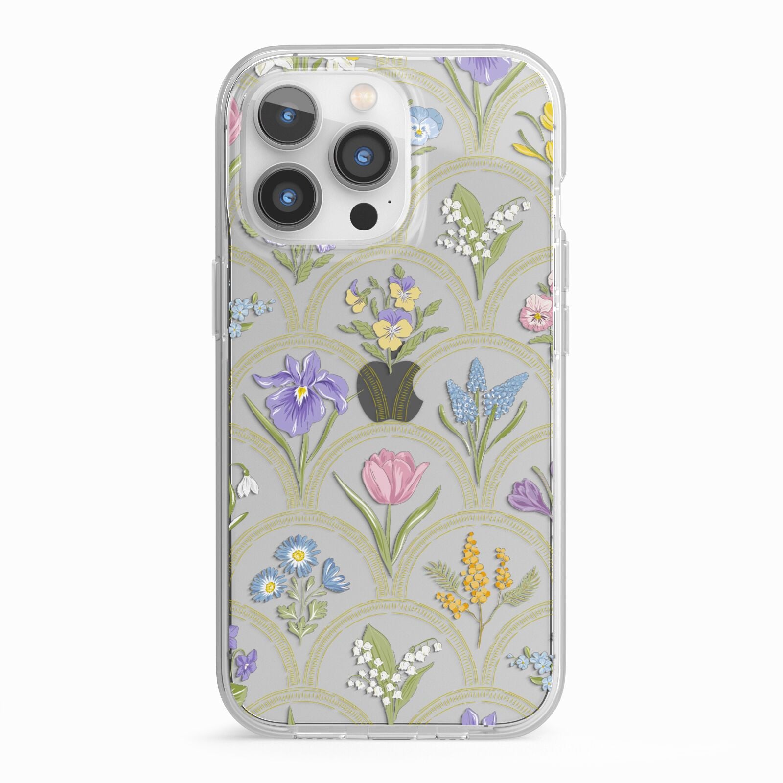 Spring Floral Pattern iPhone 13 Pro TPU Impact Case with White Edges