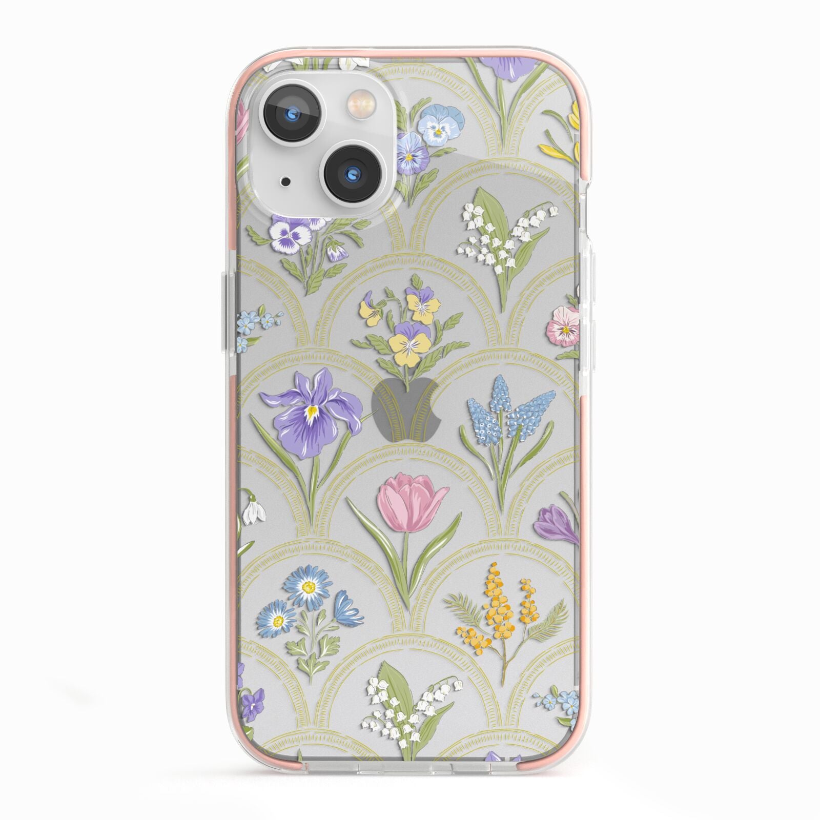 Spring Floral Pattern iPhone 13 TPU Impact Case with Pink Edges