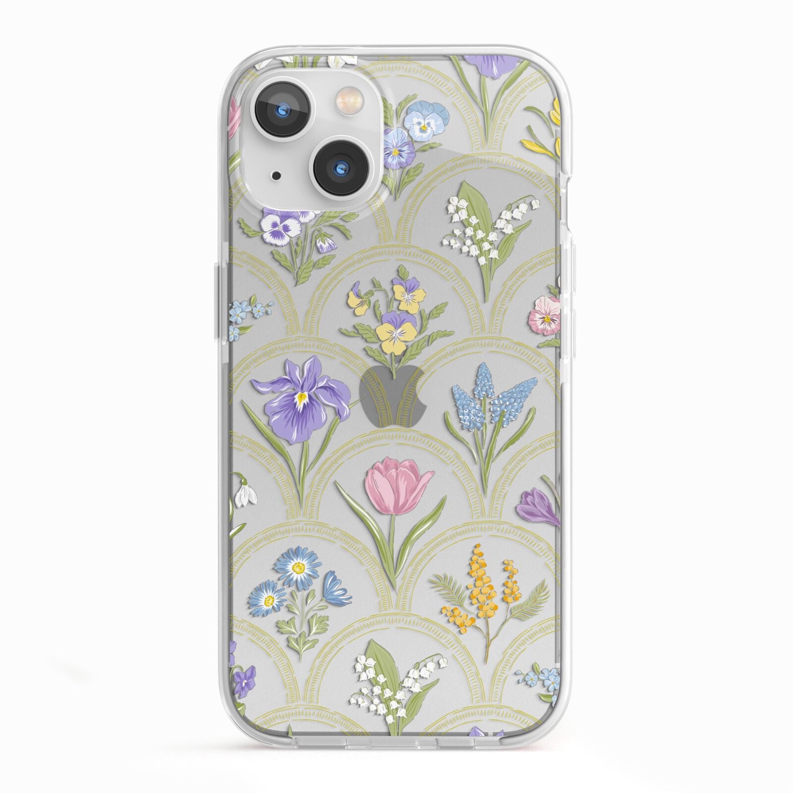 Spring Floral Pattern iPhone 13 TPU Impact Case with White Edges