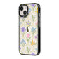 Spring Floral Pattern iPhone 14 Black Impact Case Side Angle on Silver phone