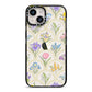 Spring Floral Pattern iPhone 14 Black Impact Case on Silver phone