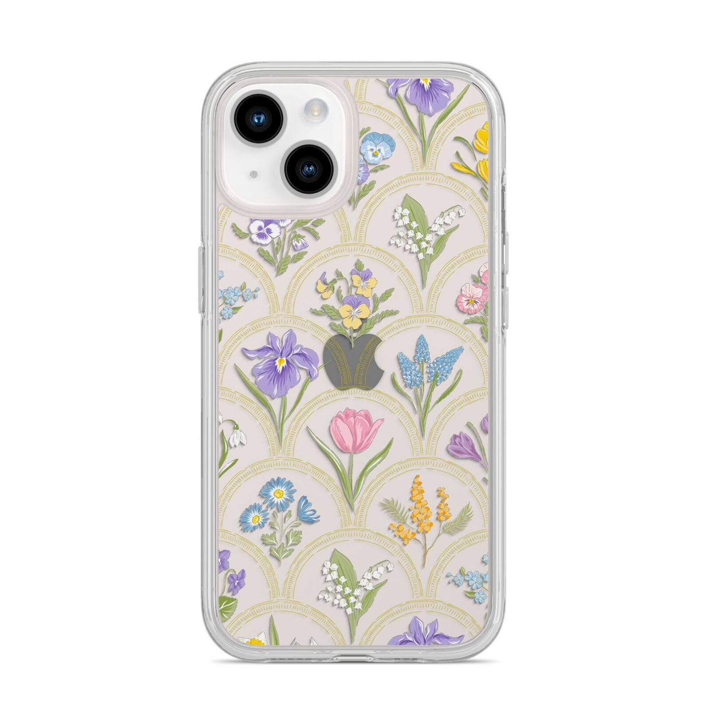 Spring Floral Pattern iPhone 14 Clear Tough Case Starlight