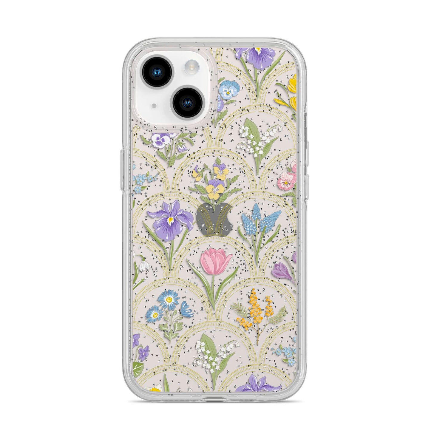 Spring Floral Pattern iPhone 14 Glitter Tough Case Starlight