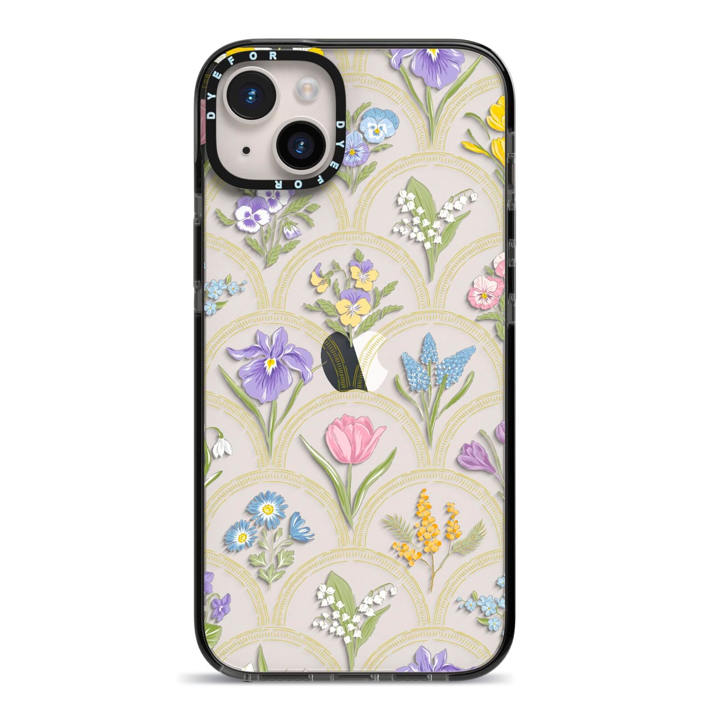 Spring Floral Pattern iPhone 14 Plus Black Impact Case on Silver phone