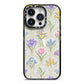 Spring Floral Pattern iPhone 14 Pro Black Impact Case on Silver phone