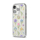 Spring Floral Pattern iPhone 14 Pro Clear Tough Case Silver Angled Image