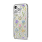 Spring Floral Pattern iPhone 14 Pro Max Glitter Tough Case Silver Angled Image