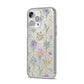 Spring Floral Pattern iPhone 14 Pro Max Glitter Tough Case Silver Angled Image