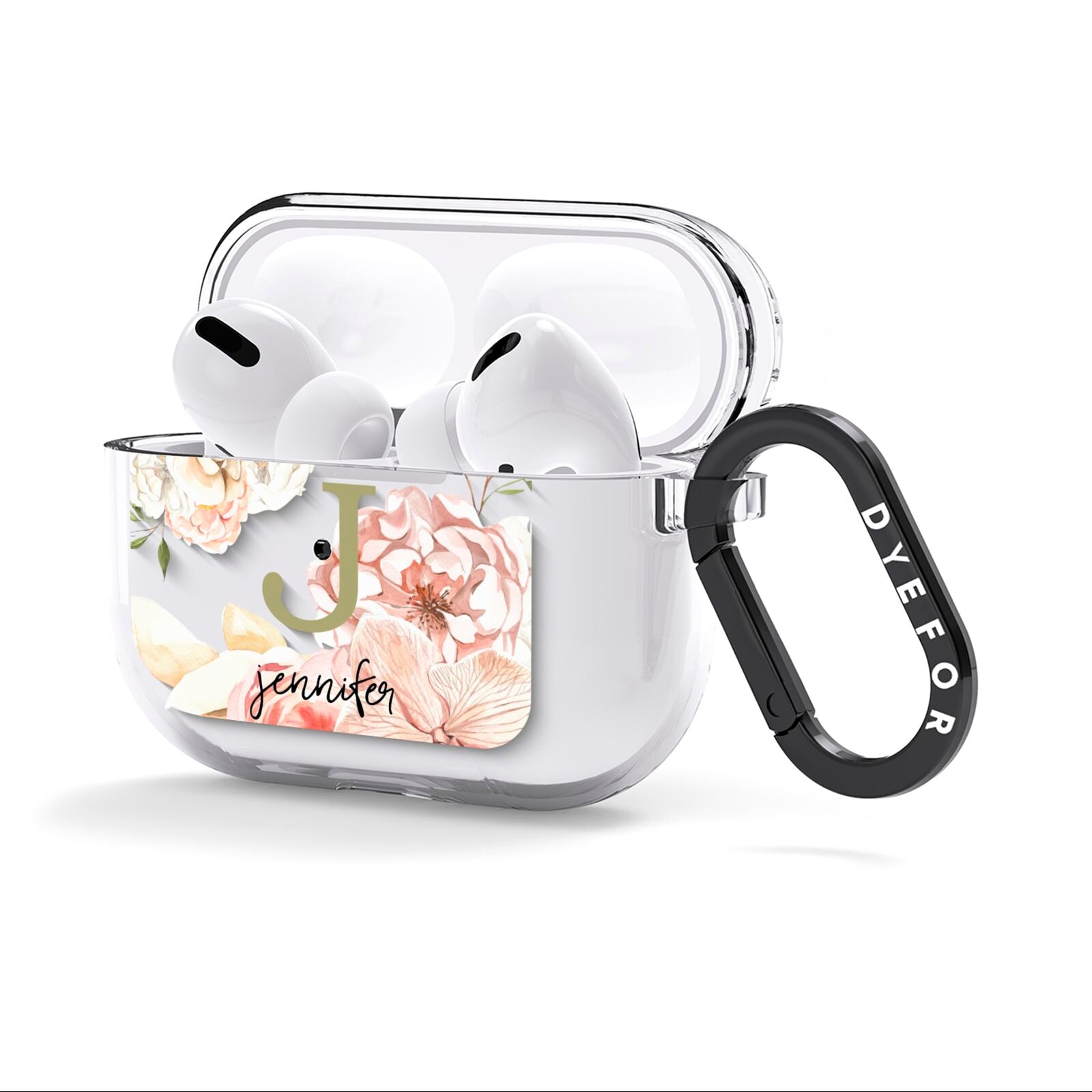 Spring Flowers Personalised Name AirPods Clear Case 3rd Gen Side Image