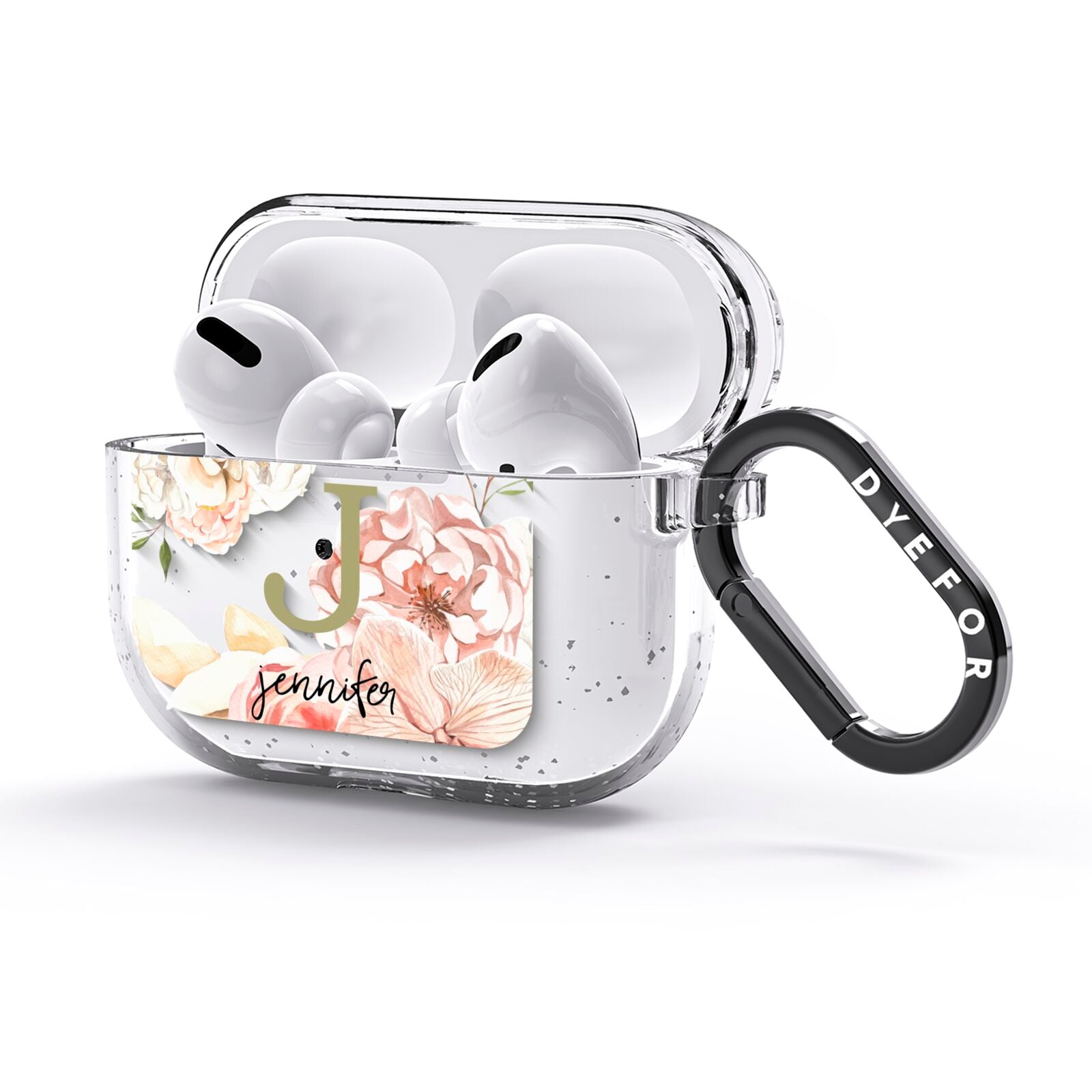 Spring Flowers Personalised Name AirPods Glitter Case 3rd Gen Side Image