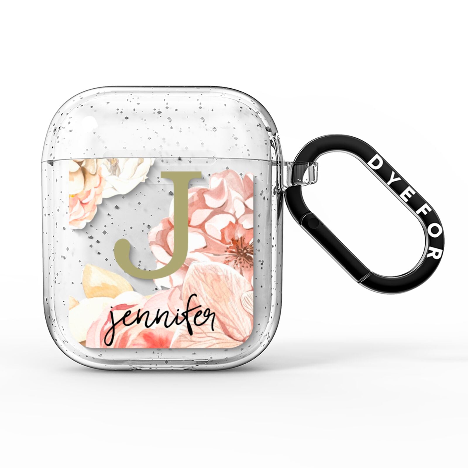 Spring Flowers Personalised Name AirPods Glitter Case