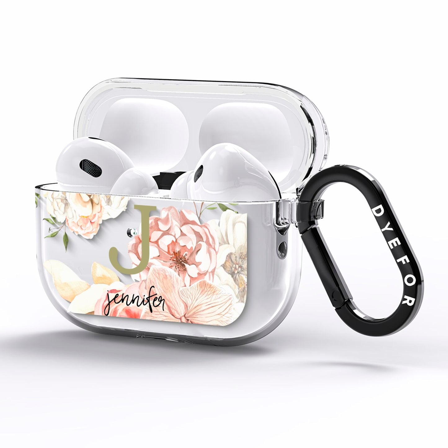 Spring Flowers Personalised Name AirPods Pro Clear Case Side Image