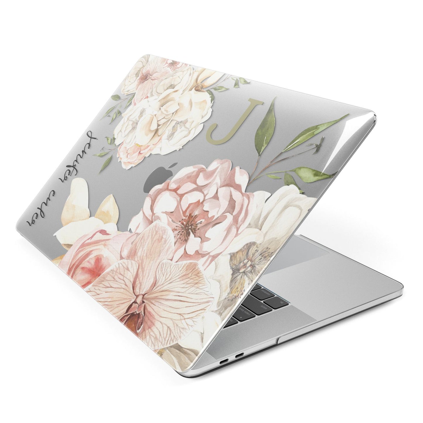 Spring Flowers Personalised Name Apple MacBook Case Side View