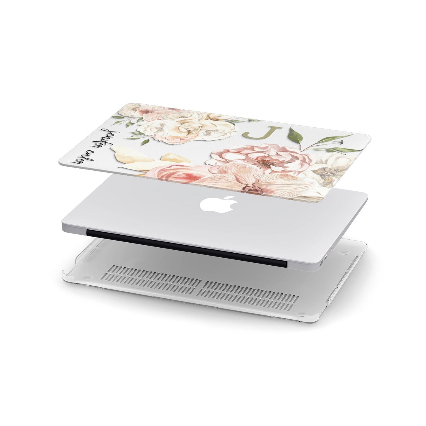 Spring Flowers Personalised Name Apple MacBook Case in Detail