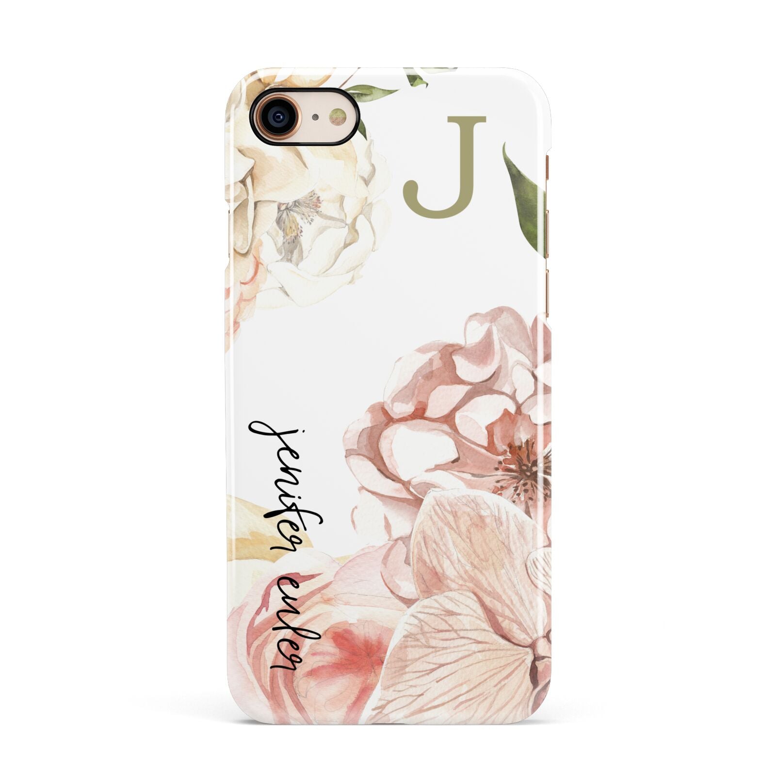 Spring Flowers Personalised Name Apple iPhone 7 8 3D Snap Case