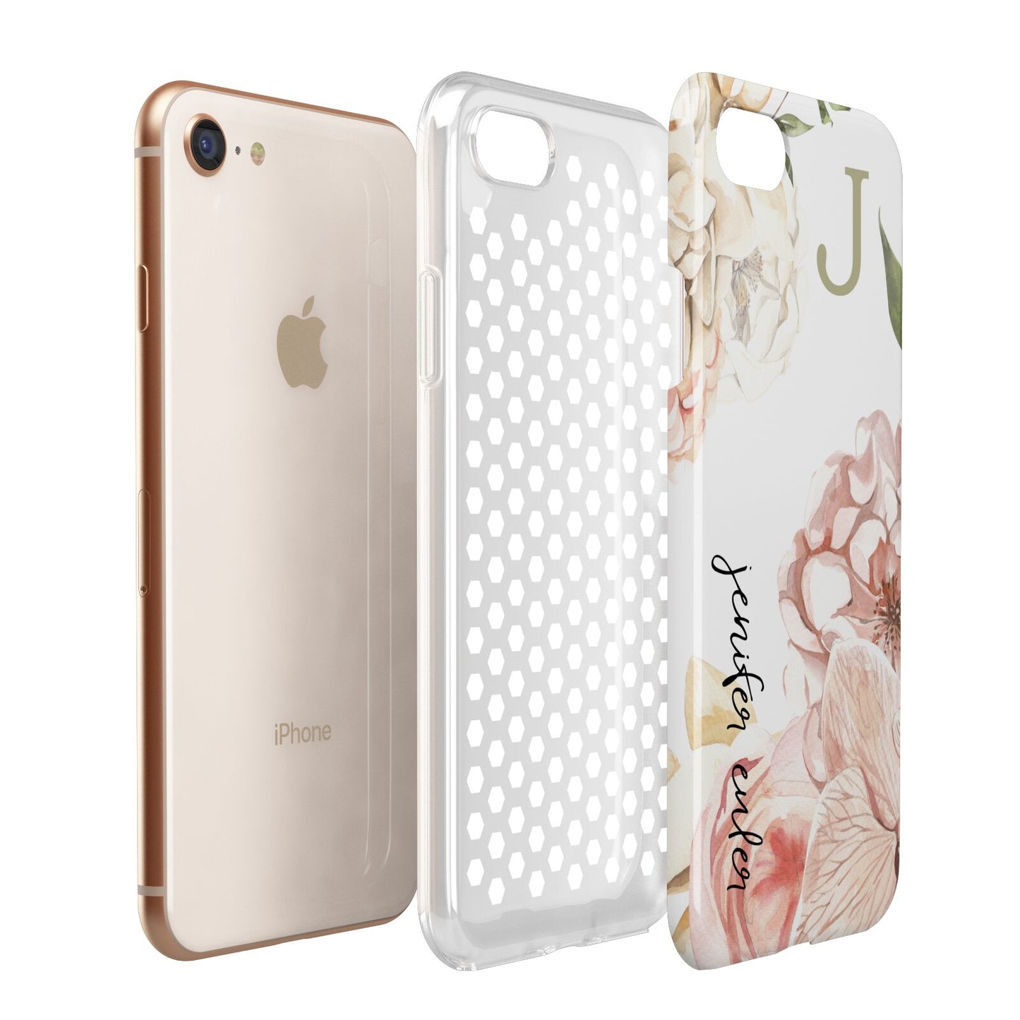 Spring Flowers Personalised Name Apple iPhone 7 8 3D Tough Case Expanded View