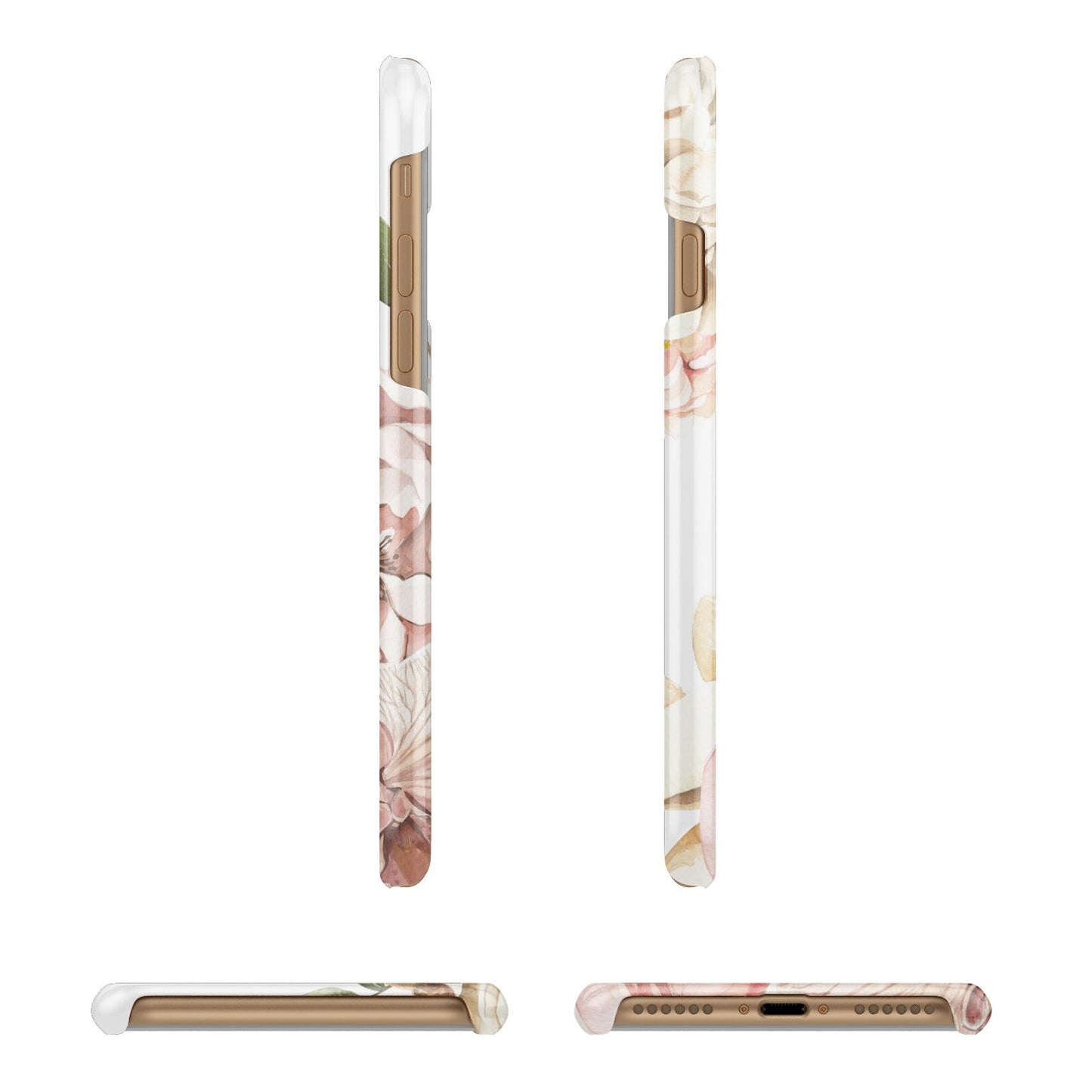 Spring Flowers Personalised Name Apple iPhone 7 8 3D Wrap Snap Case Angled Images