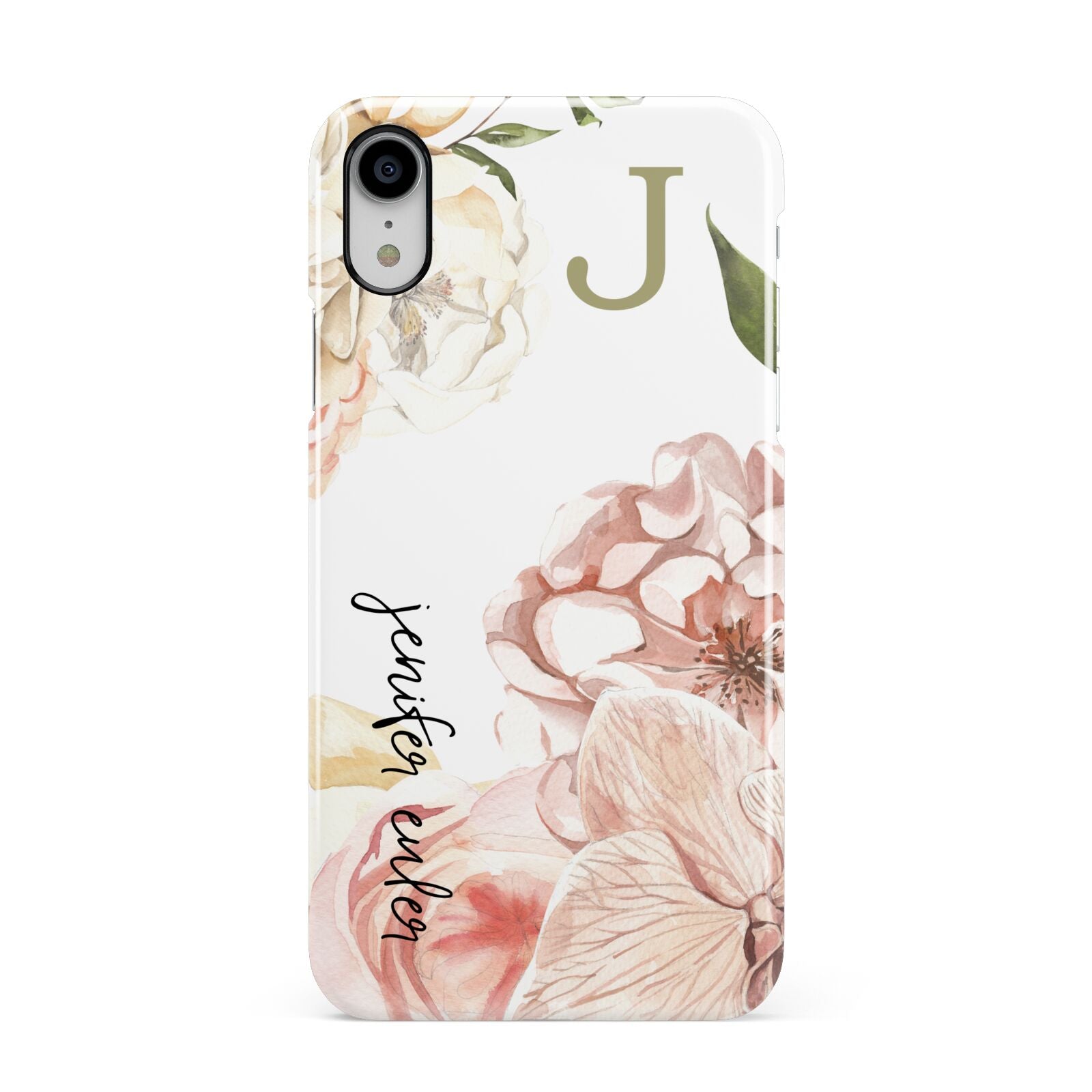 Spring Flowers Personalised Name Apple iPhone XR White 3D Snap Case