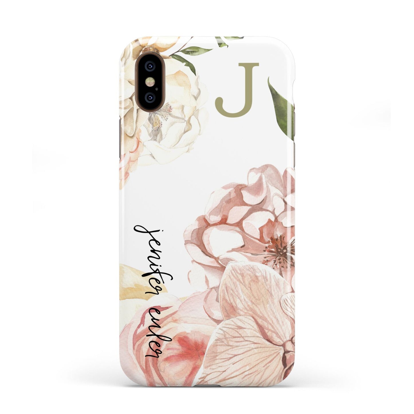 Spring Flowers Personalised Name Apple iPhone XS 3D Tough