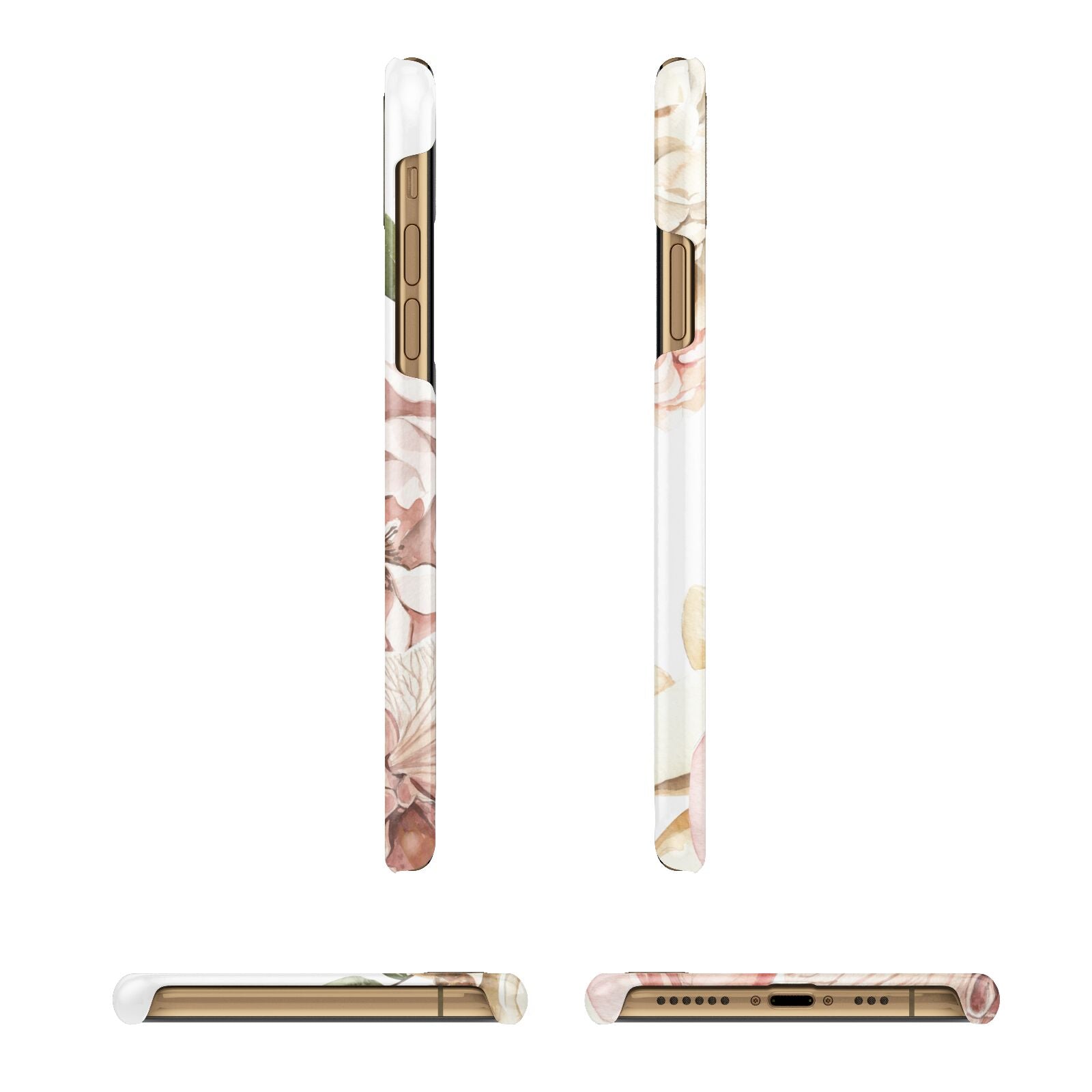 Spring Flowers Personalised Name Apple iPhone Xs 3D Wrap Snap Case Angled Images