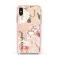 Spring Flowers Personalised Name Apple iPhone Xs Impact Case Pink Edge on Gold Phone