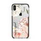 Spring Flowers Personalised Name Apple iPhone Xs Max Impact Case Black Edge on Silver Phone