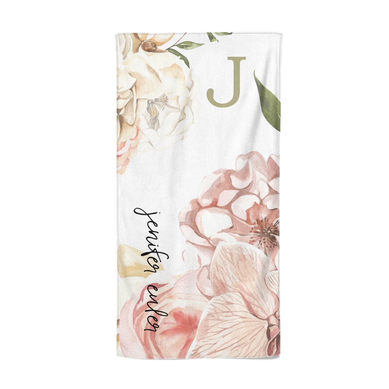 Spring Flowers Personalised Name Beach Towel