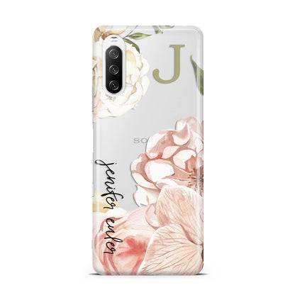 Spring Flowers Personalised Name Sony Xperia 10 III Case
