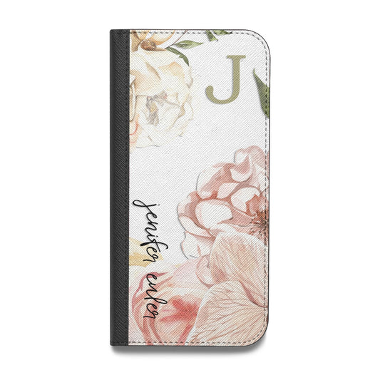 Spring Flowers Personalised Name Vegan Leather Flip Samsung Case
